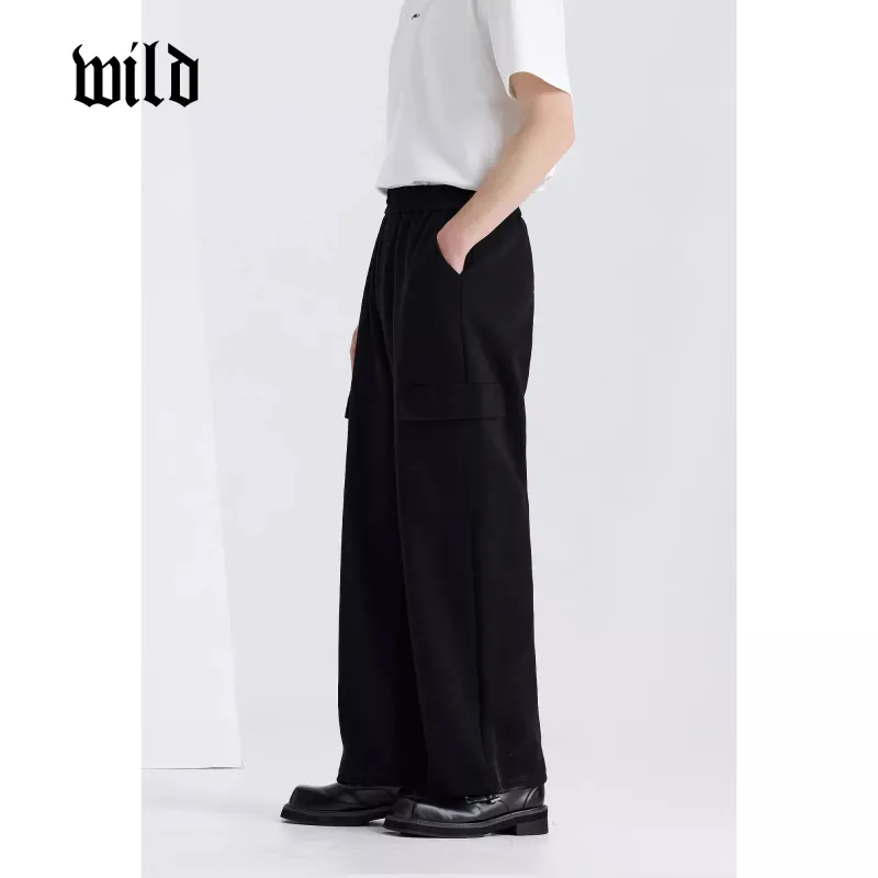 WILD LEADER Casual Pants Men Black[XXKW5138V66]-2