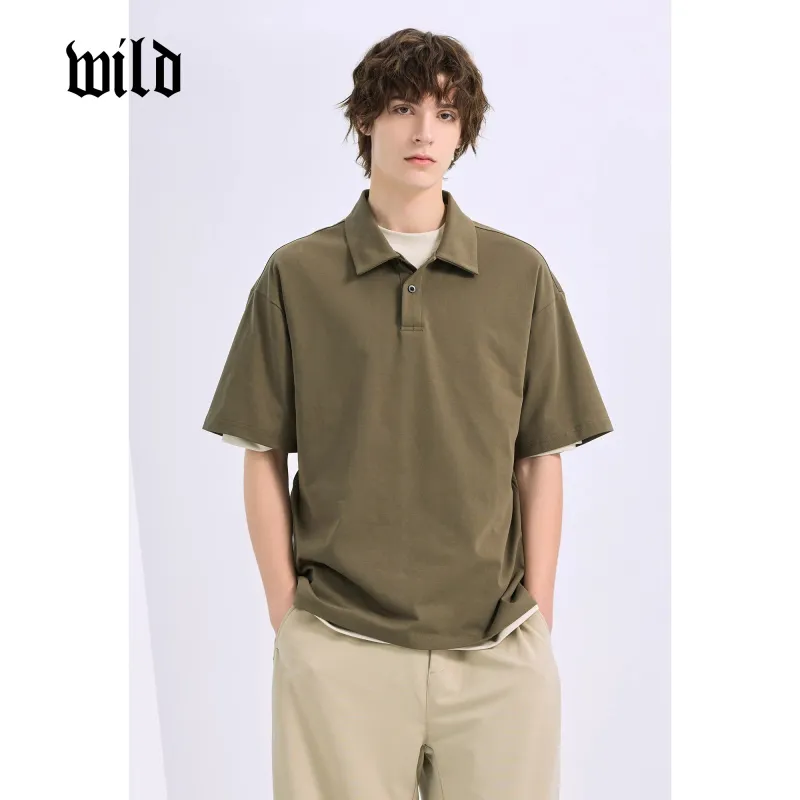 WILD LEADER Polo Shirts Men Army Green[TW5118111]-2