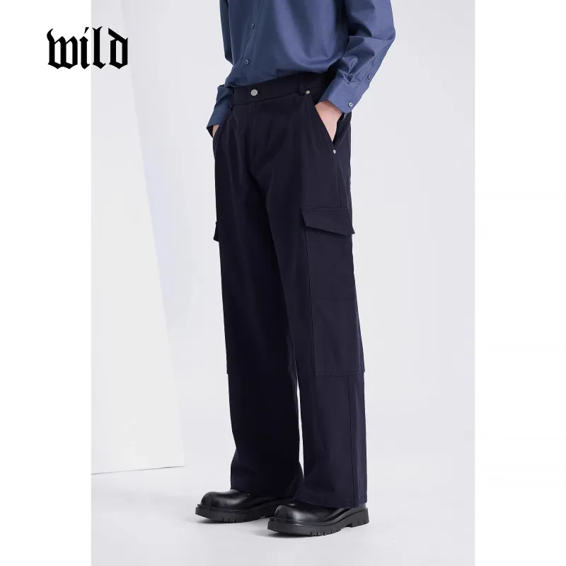 WILD LEADER Cargo Pants Men's Navy Blue [XXKW5138V63]-2