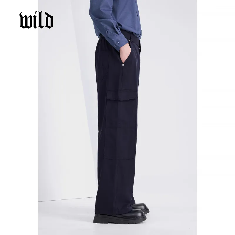 WILD LEADER Cargo Pants Men's Navy Blue [XXKW5138V63]-3