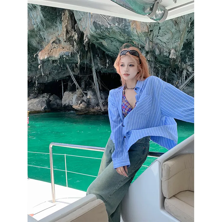 Dior Beauty Shirts Women's Blue-5