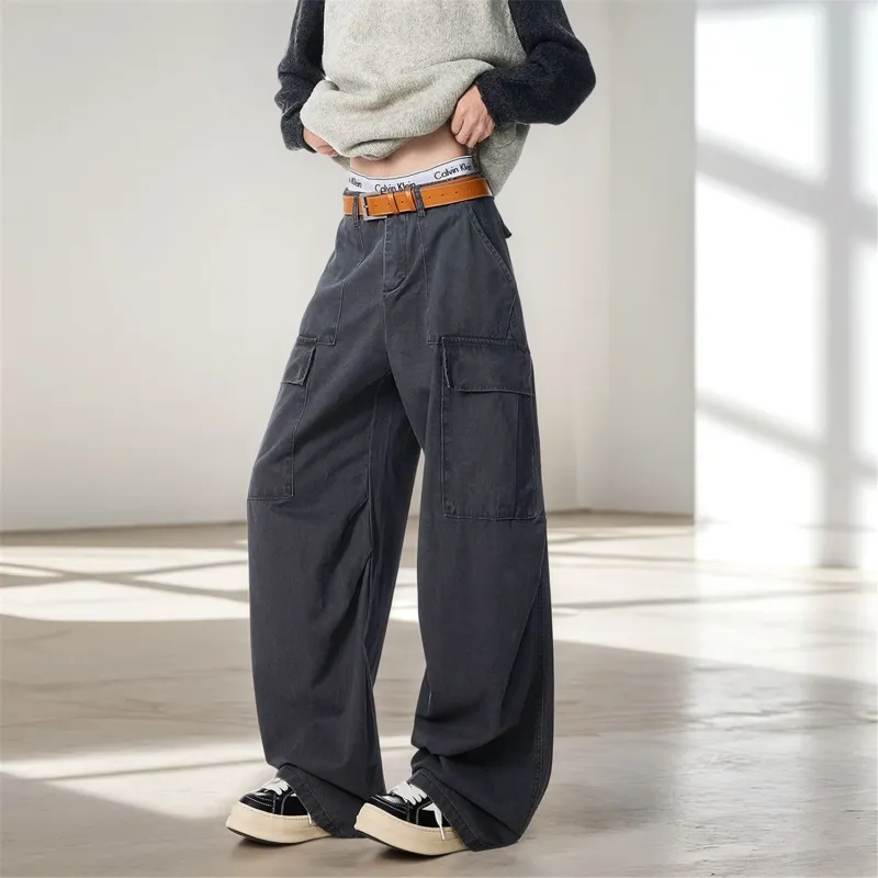 DABAISHA Cargo Pants Unisex Gray-4