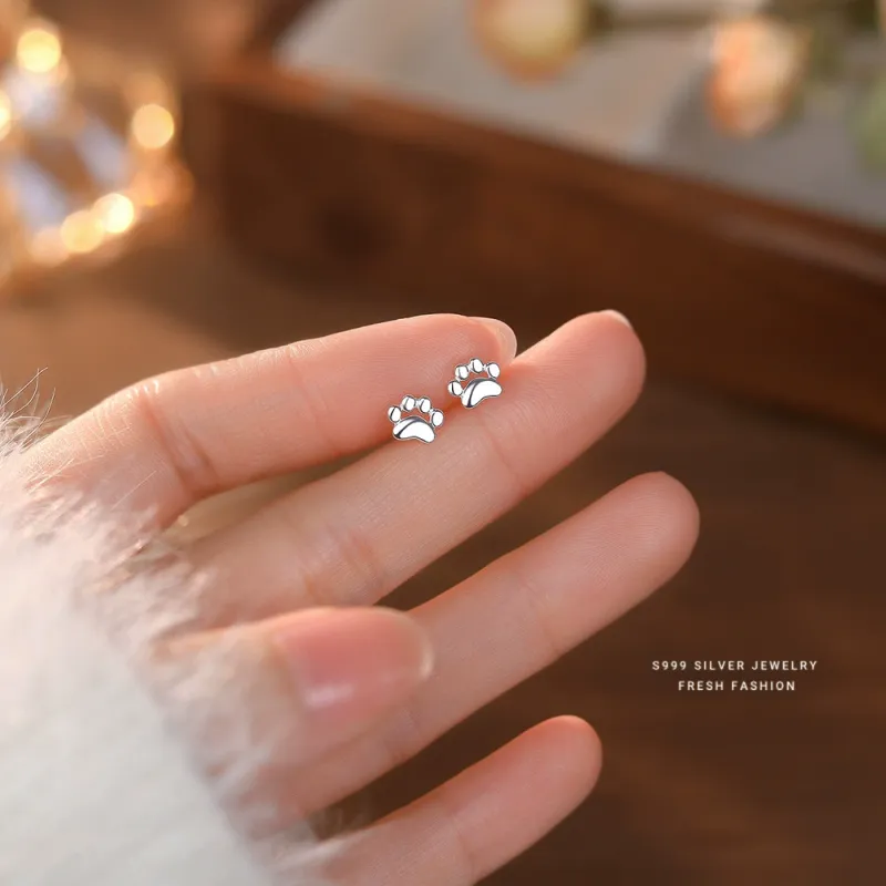 UABA 999 Fine Silver Stud Earrings Women's-3