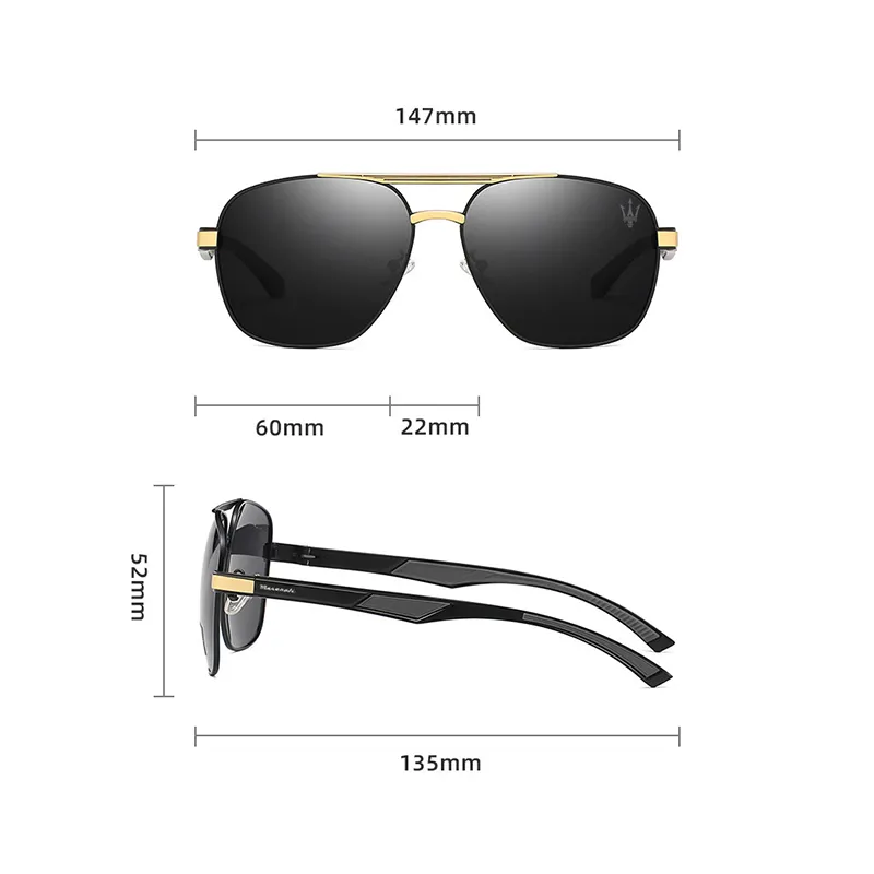 Maserati Metal Aviator Sunglasses Unisex-2