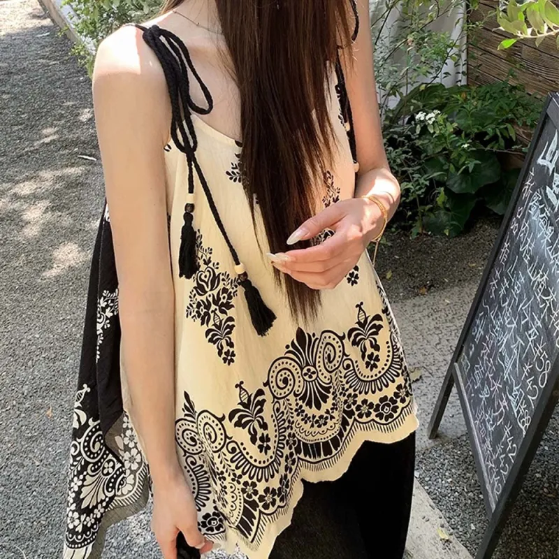 XUOIZA Slip Dresses Women's Black White Cropped+Bowknot Hair Tie Comes With-4