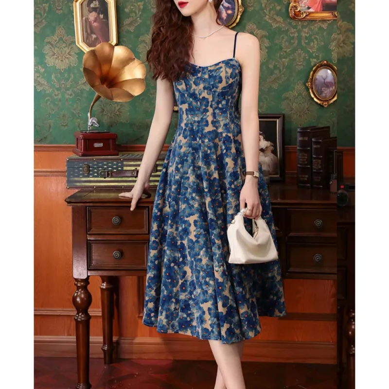 XUOIZA Slip Dresses Women's Blue+Bowknot Hair Tie Comes With-2