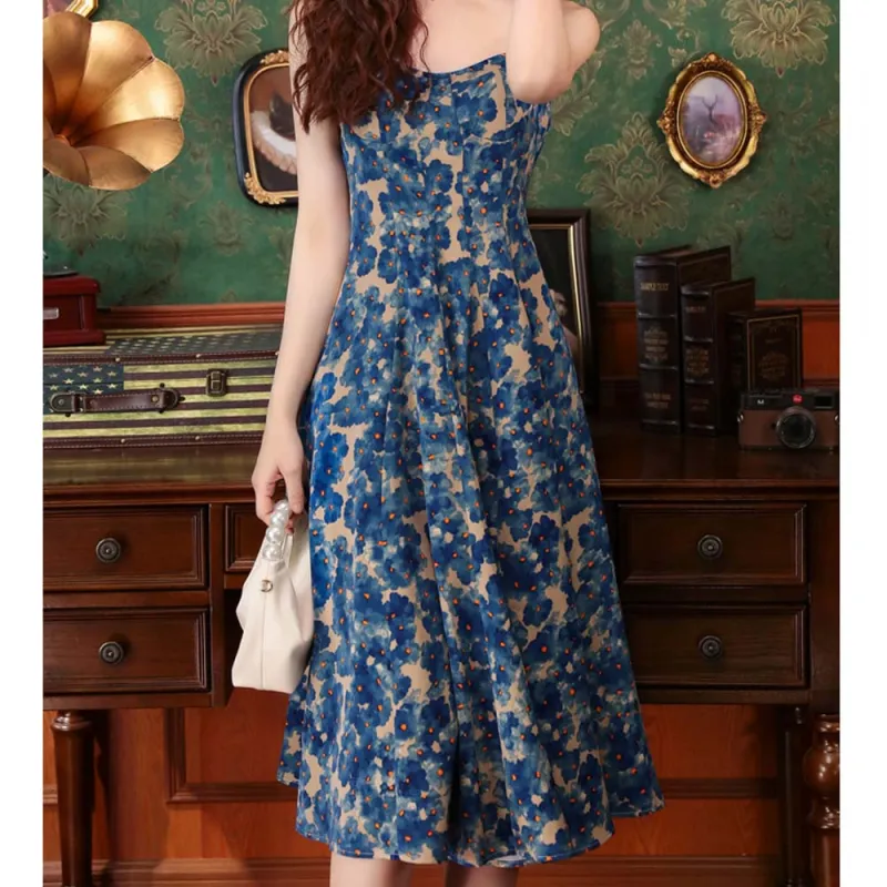 XUOIZA Slip Dresses Women's Blue+Bowknot Hair Tie Comes With-4