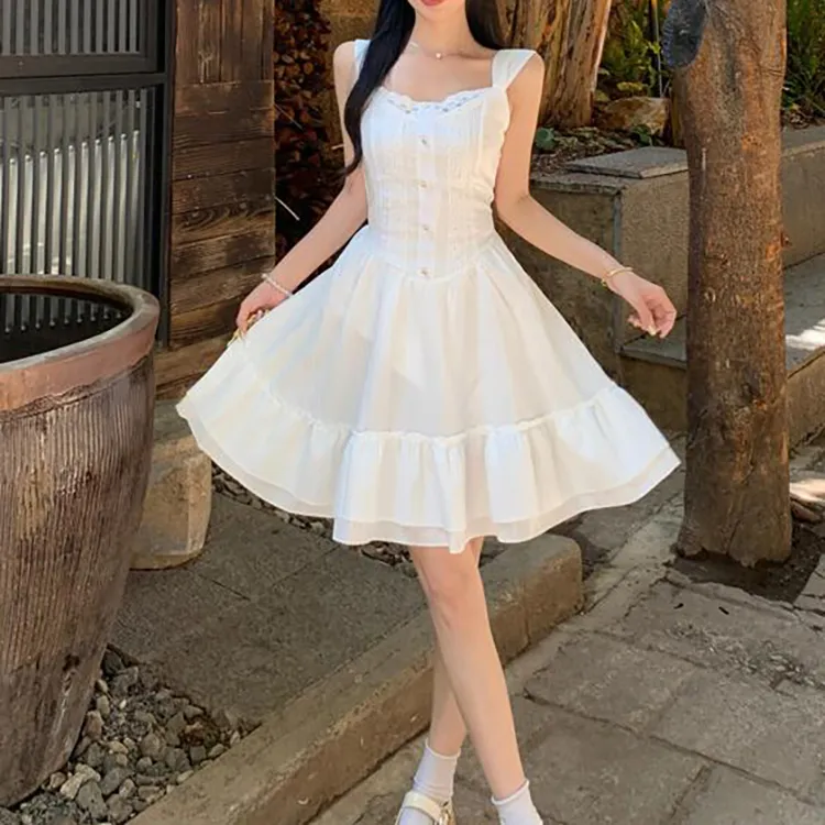 XUOIZA Slip Dresses Women's White+Bowknot Hair Tie Comes With-6