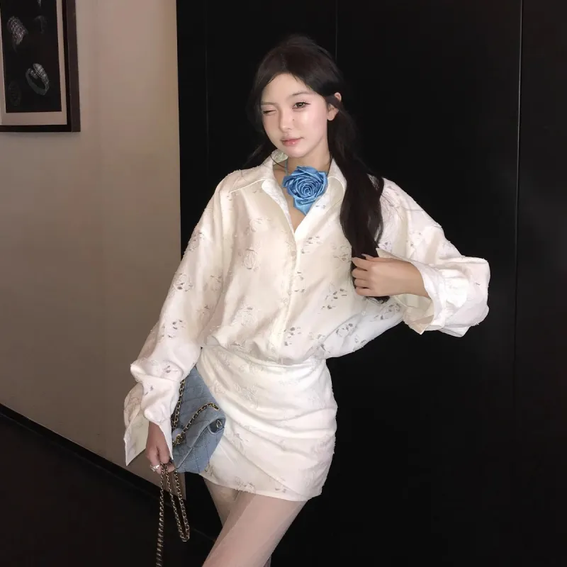 XUOIZA Long Sleeved Dresses Women's Moon White+Bowknot Hair Tie Comes With-5