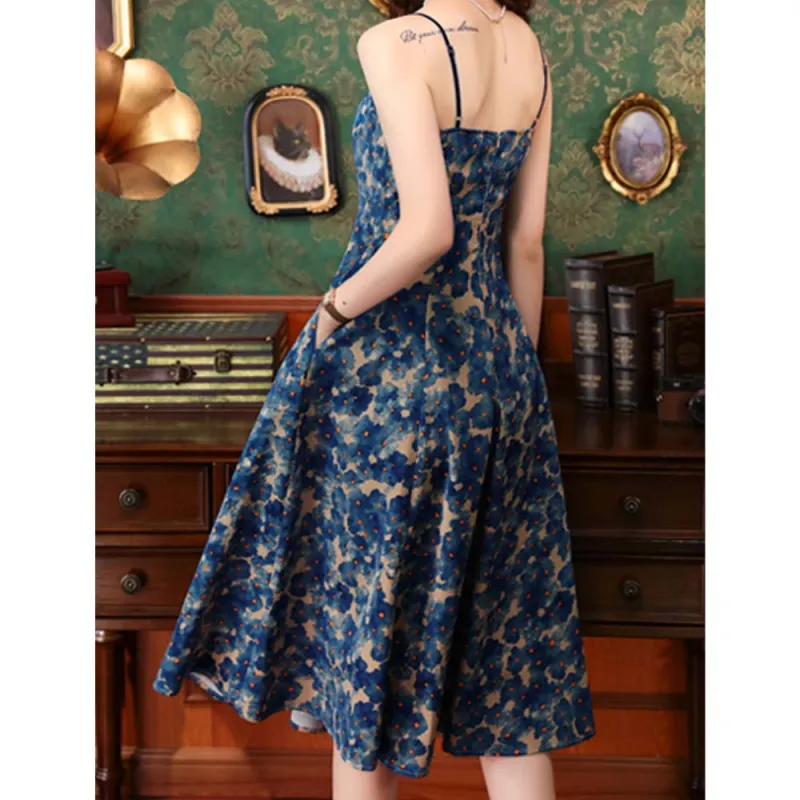 XUOIZA Slip Dresses Women's Blue+Bowknot Hair Tie Comes With-3