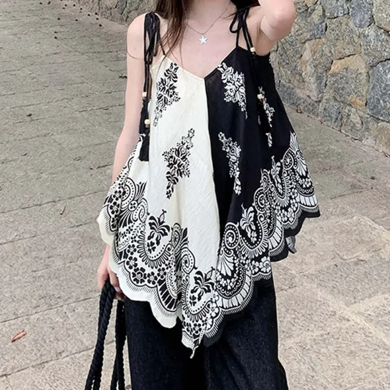XUOIZA Slip Dresses Women's Black White Cropped+Bowknot Hair Tie Comes With-3