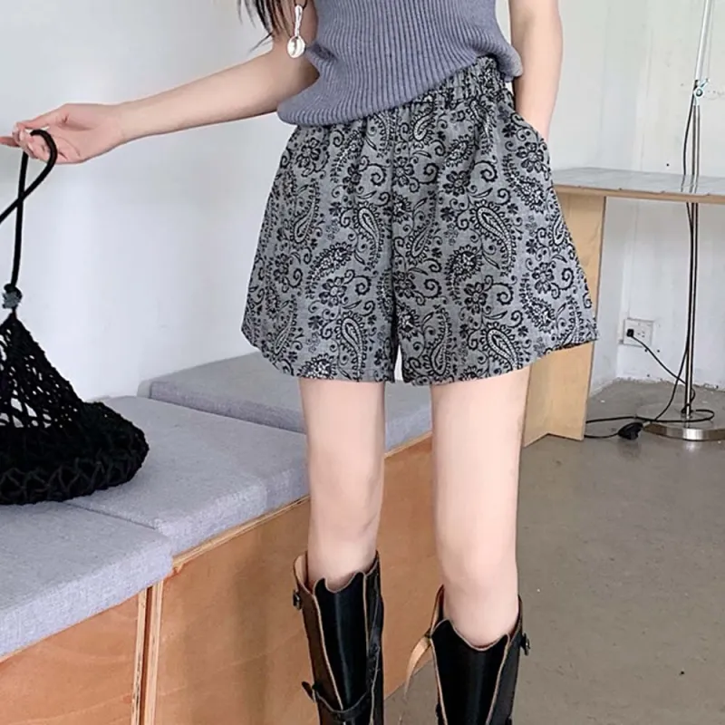XUOIZA Casual Shorts Women's Gray+Bowknot Hair Tie Comes With-5