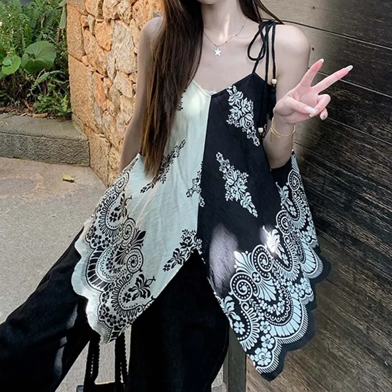 XUOIZA Slip Dresses Women's Black White Cropped+Bowknot Hair Tie Comes With-6