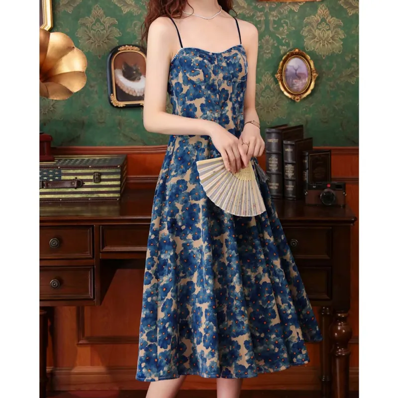 XUOIZA Slip Dresses Women's Blue+Bowknot Hair Tie Comes With-5
