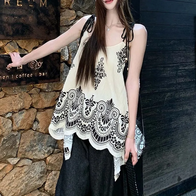 XUOIZA Slip Dresses Women's Black White Cropped+Bowknot Hair Tie Comes With-2
