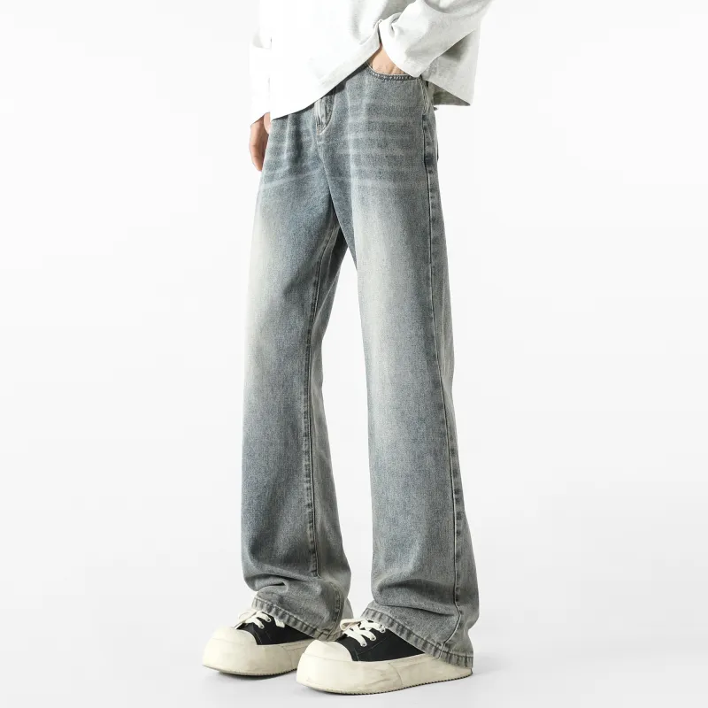 HUANQIU Jeans Unisex Black Gray-10