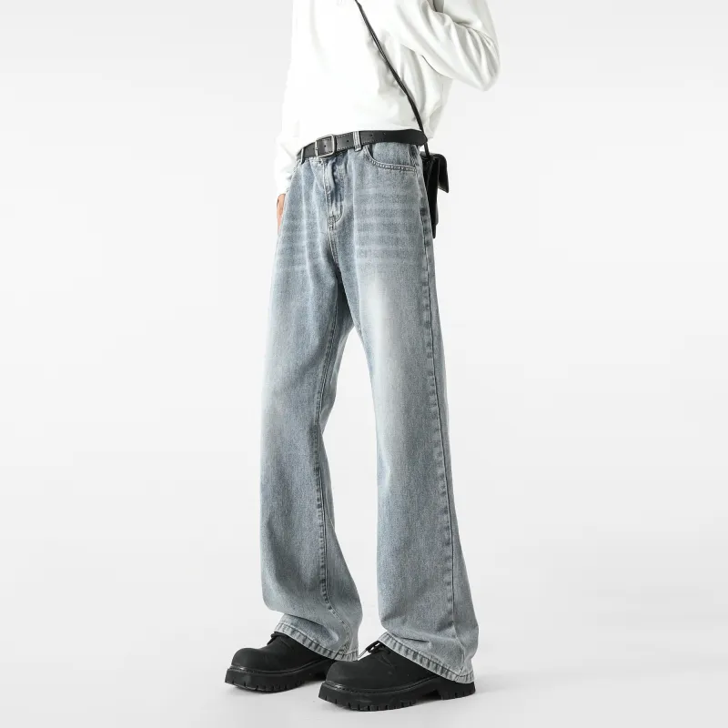 HUANQIU Jeans Unisex Black Gray-7