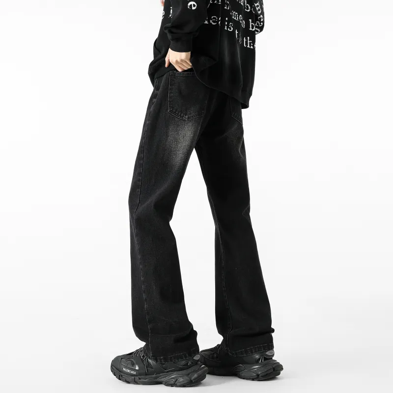 HUANQIU Jeans Unisex Black Gray-2