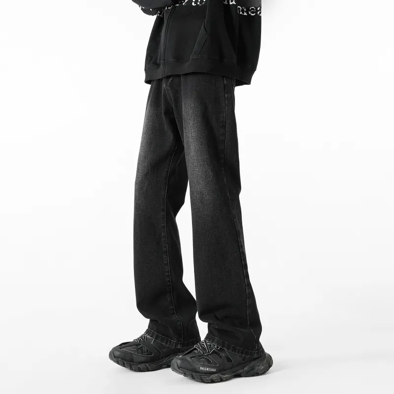 HUANQIU Jeans Unisex Black Gray-1
