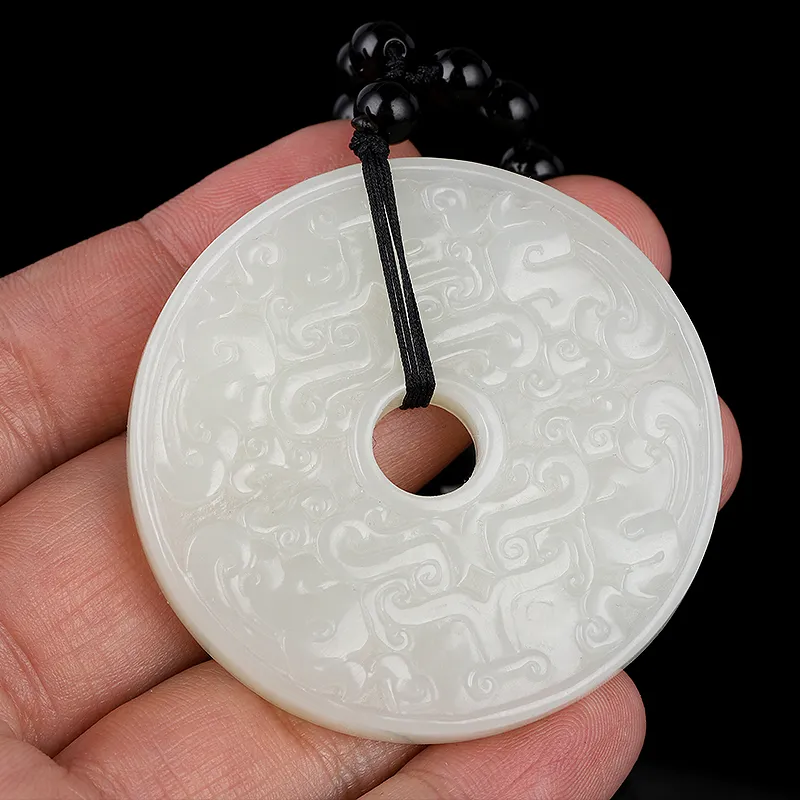 WANYUHUN Hetian Jade Pendants White Jade Unisex-2