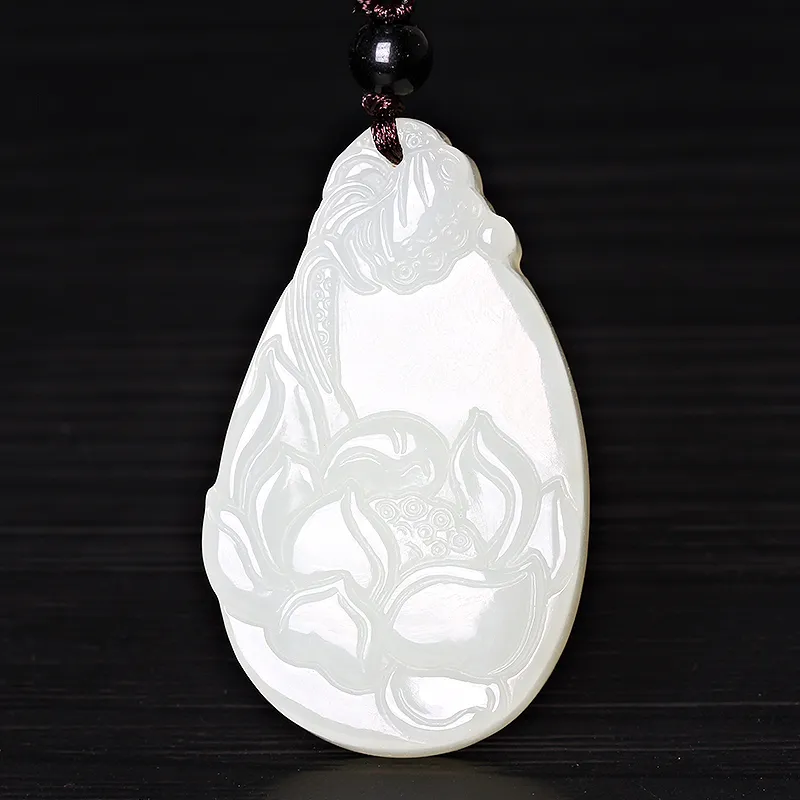 WANYUHUN Hetian Jade Pendants White Jade Unisex-6
