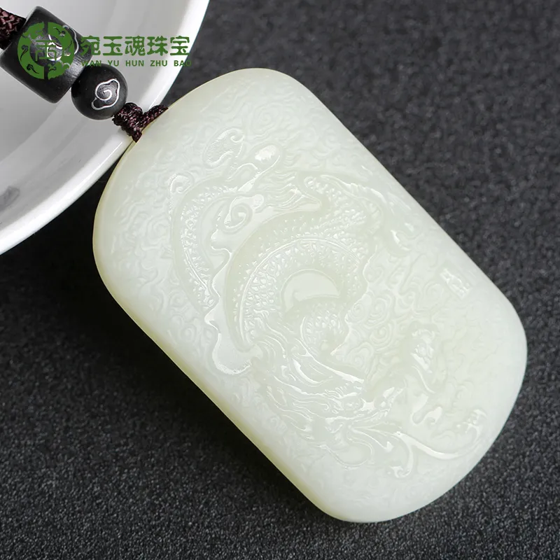 WANYUHUN Hetian Jade Pendants White Jade/Pale Greenish White Jade Unisex-4