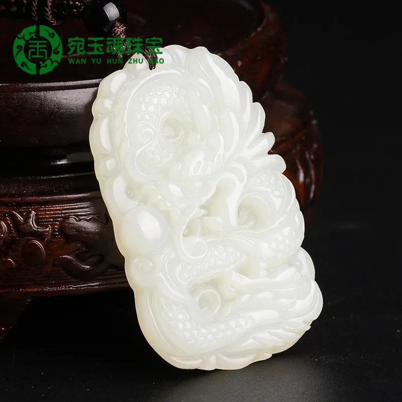 WANYUHUN Hetian Jade Pendants White Jade Unisex-3