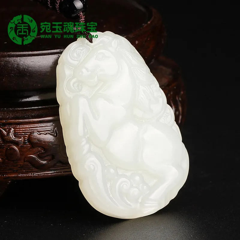 WANYUHUN Hetian Jade Pendants White Jade Unisex-3