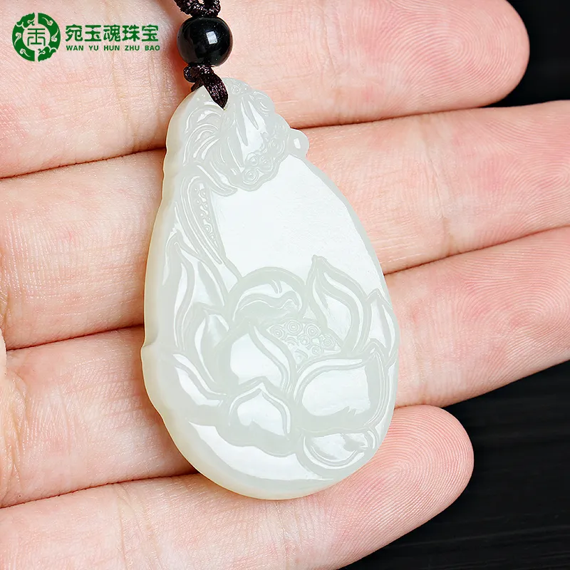 WANYUHUN Hetian Jade Pendants White Jade Unisex-4