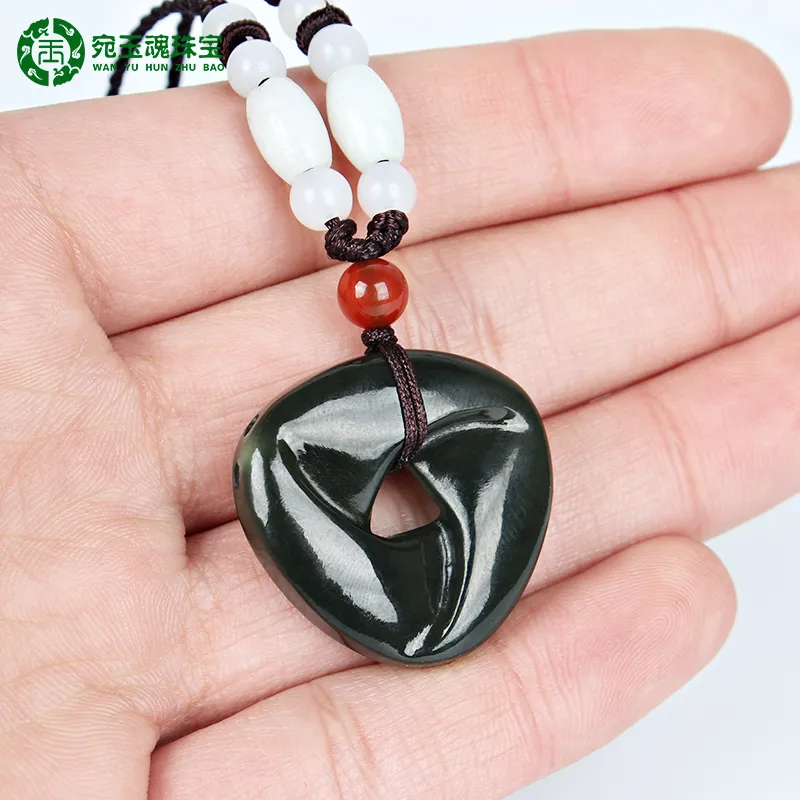 WANYUHUN Hetian Jade Pendants Green Jade Unisex-11
