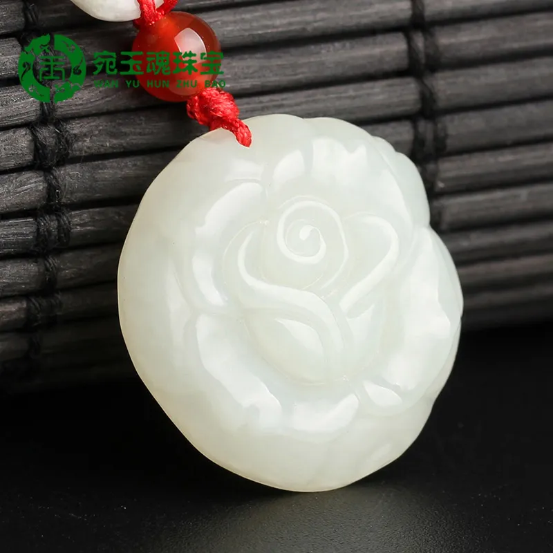WANYUHUN Hetian Jade Pendants White Jade Unisex-2