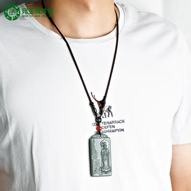 WANYUHUN Hetian Jade Pendants Green Jade Unisex-5