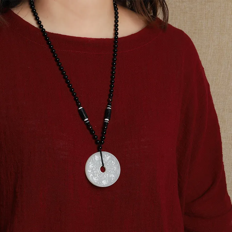 WANYUHUN Hetian Jade Pendants White Jade Unisex-4