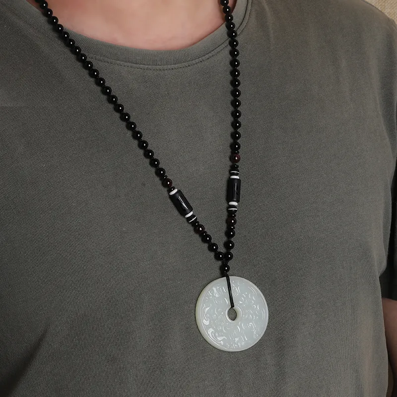 WANYUHUN Hetian Jade Pendants White Jade Unisex-5