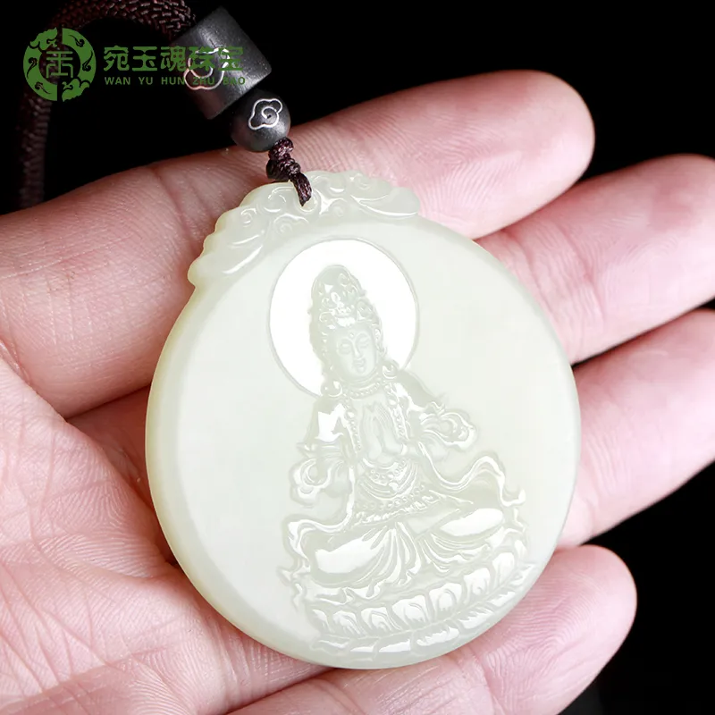 WANYUHUN Hetian Jade Pendants White Jade Unisex-6