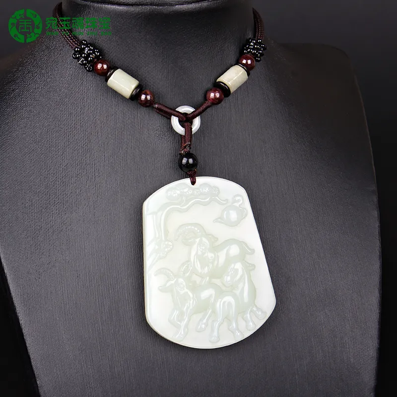WANYUHUN Hetian Jade Pendants White Jade Unisex-5