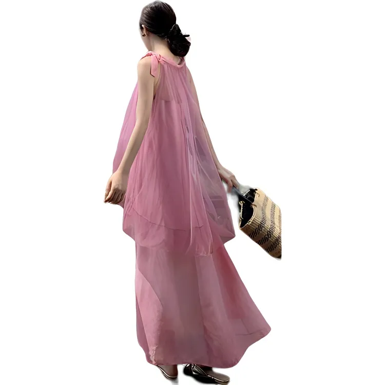 MORii Sleeveless Dresses Women's Pink-1