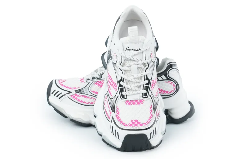 AUTOMOBILI LAMBORGHINI Chunky Sneakers Women's Low Top Red White/Blue Pink-11