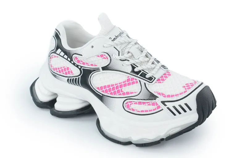 AUTOMOBILI LAMBORGHINI Chunky Sneakers Women's Low Top Red White/Blue Pink-10