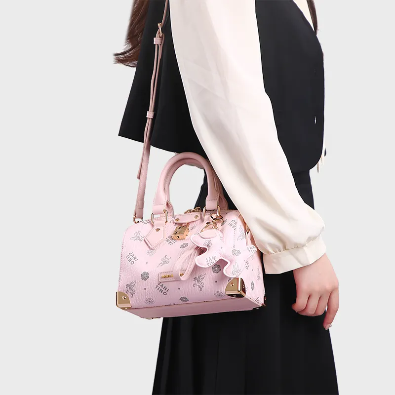 JANITINO PU One Shoulder Handbag Women's Pink-6