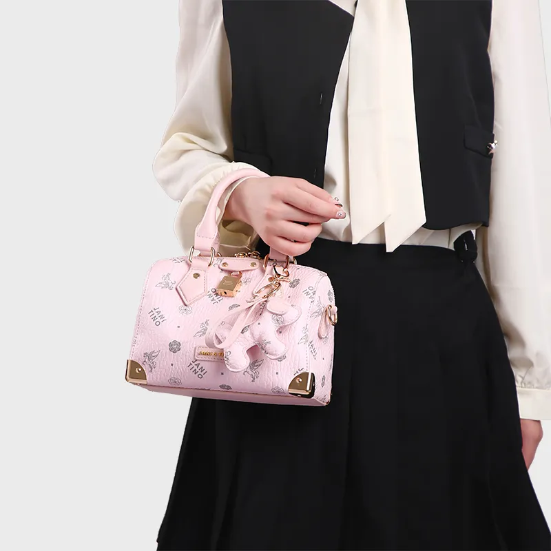 JANITINO PU One Shoulder Handbag Women's Pink-4