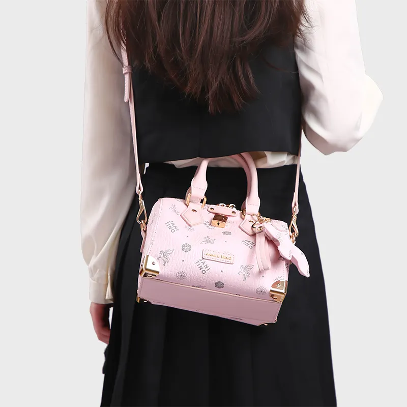 JANITINO PU One Shoulder Handbag Women's Pink-5