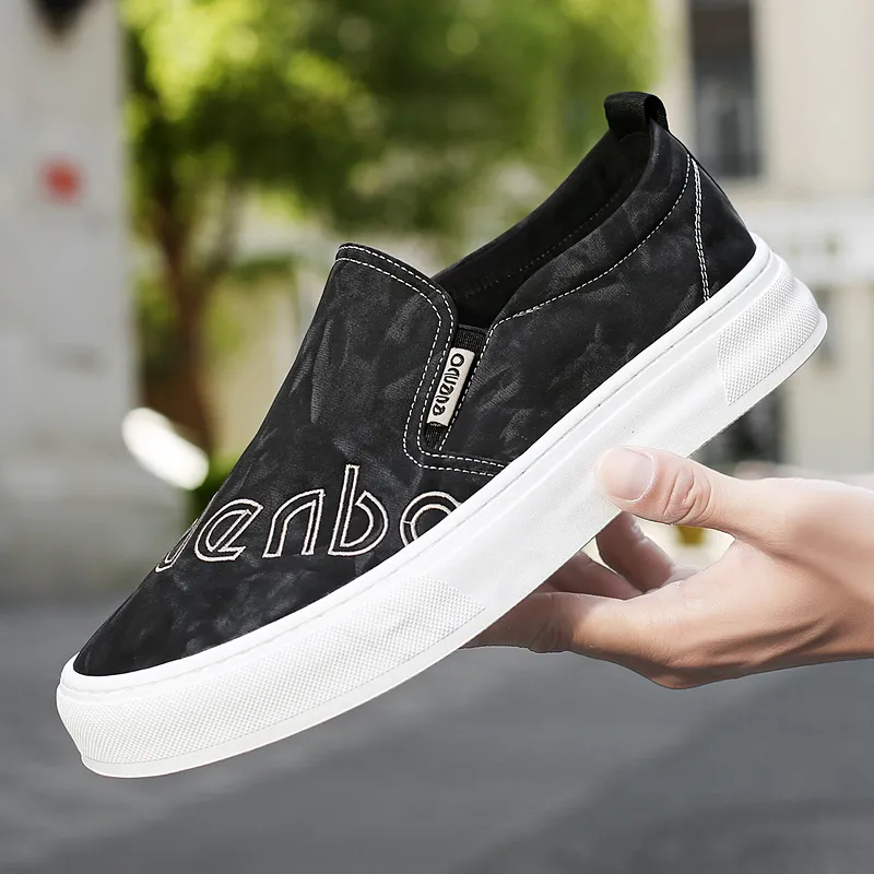 EDENBO Men's Casual Shoes Men Low Top Black/Sand-6