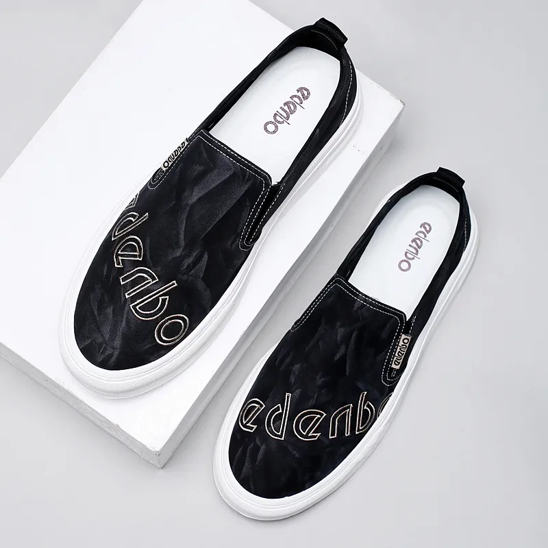 EDENBO Men's Casual Shoes Men Low Top Black/Sand-8