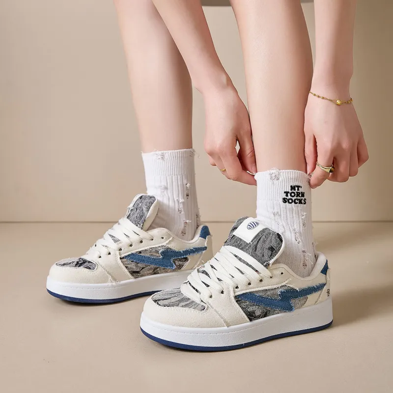 ROBINHOOD Wear resistant, Lightweight, Breathable, And Non slip. Low Top Skateboard Shoes Women's Denim Blue Box-4