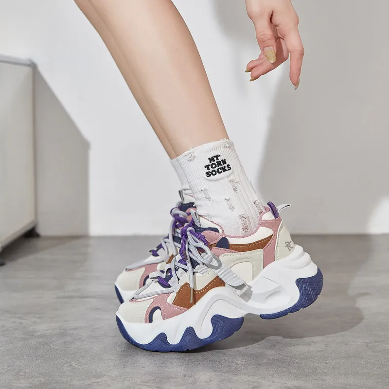 ROBINHOOD Wear resistant, Lightweight, Breathable, And Non slip. Low Top Chunky Sneakers Women's-2