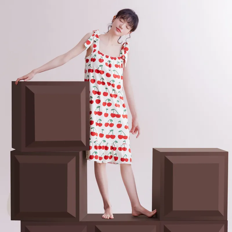 Red Beans At Home Nightgown Women's Shopping Bag Ecru-5