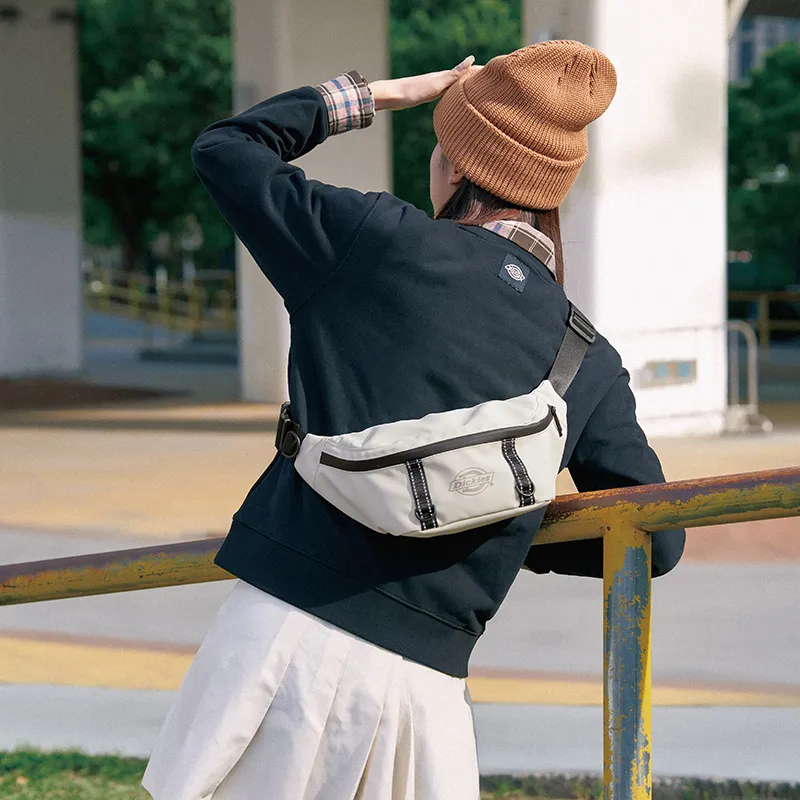 Dickies Polyester Shoulder Bag, Crossbody Bag, Fanny Pack, Sling Bag Regular Unisex Ecru/Apricot White/Classic Black-3