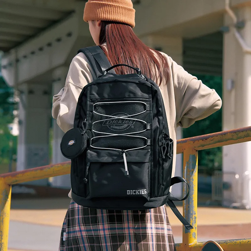 Dickies Polyester Backpack Laptop Backpack Large Size Unisex Black/Khaki-4