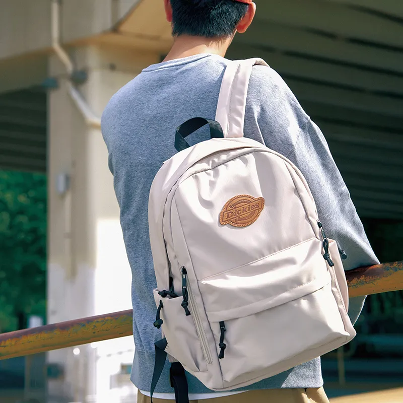 Dickies Polyester Backpack Large Size Unisex Light Khaki Gray/Classic Black-4